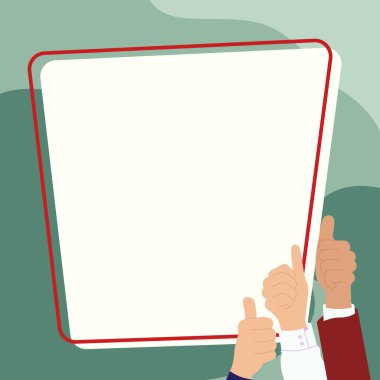 Big finger raised up pointing to whiteboard with important information.