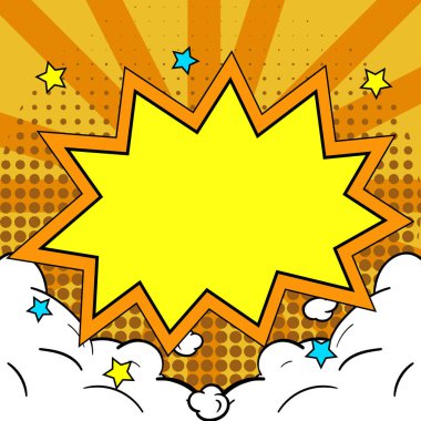 Comic Speech Bubble With Copy Space And Doodles. Empty Explosion Template