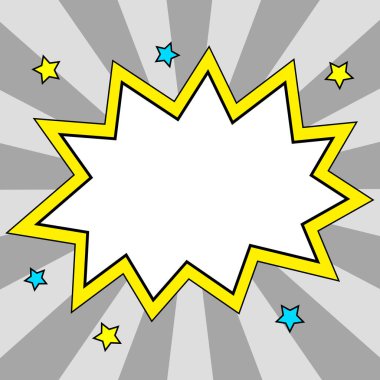 Comic Blank Speech Bubble Copy Space. Empty Template Explosion Framework