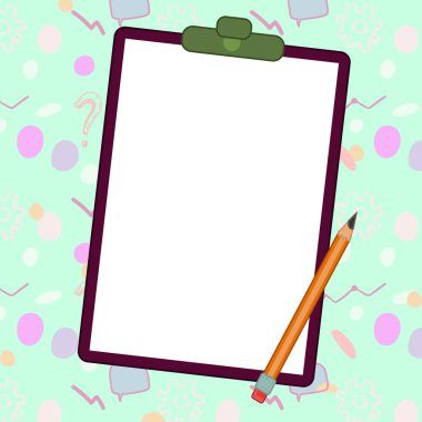 Paper sheets laying on colored background. Pencil draws main message.