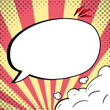 Comic Speech Bubble With Copy Space And Doodles. Empty Explosion Template