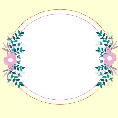 Light Yellow Frame Decorated With Colorful Flowers And Foliage