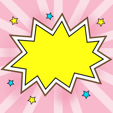 Comic Speech Bubble With Copy Space And Doodles. Empty Explosion Template