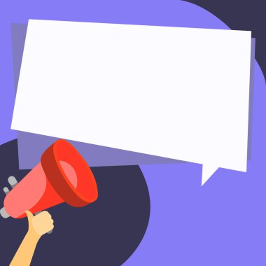 Megaphone In Hand With Dialog Balloon Showing Important Messages.