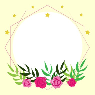 Light Yellow Frame Decorated With Colorful Flowers And Foliage