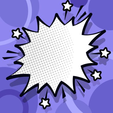 Comic Speech Bubble With Copy Space And Doodles. Empty Explosion Template