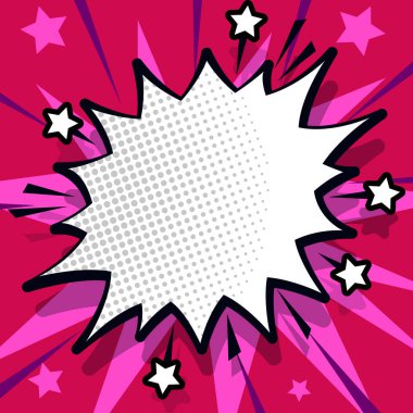 Comic Speech Bubble With Copy Space And Doodles. Empty Explosion Template