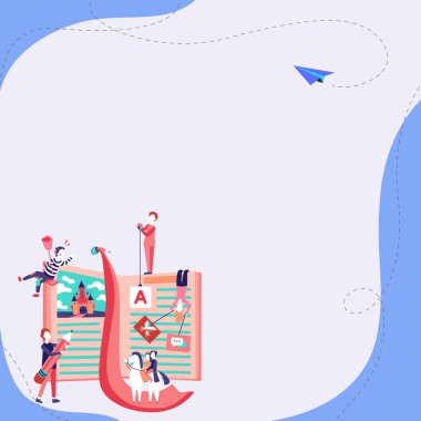 Bright Abstract Illustration. People Discussing New Ideas. Book Fairytales.