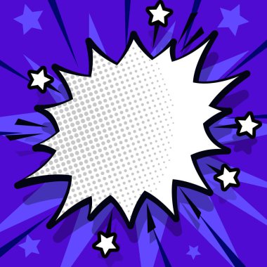 Comic Speech Bubble With Copy Space And Doodles. Empty Explosion Template