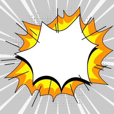Comic Blank Speech Bubble Copy Space. Empty Template Explosion Framework
