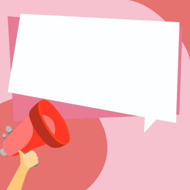 Megaphone In Hand With Dialog Balloon Showing Important Messages.