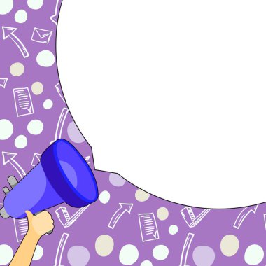 Megaphone In Hand With Dialog Balloon Showing Important Messages.