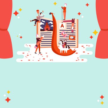 Bright Abstract Illustration. People Discussing New Ideas. Book Fairytales.