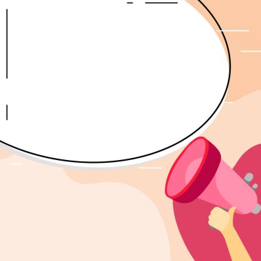 Megaphone In Hand With Dialog Balloon Showing Important Messages.