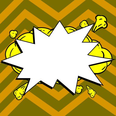 Blank Speech Bubble With Copy Space Over Color Background Design.