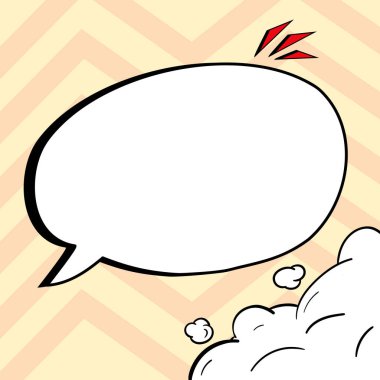 Comic Speech Bubble With Copy Space And Doodles. Empty Explosion Template