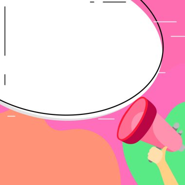 Megaphone In Hand With Dialog Balloon Showing Important Messages.