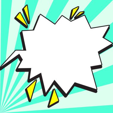 Comic Speech Bubble With Copy Space And Doodles. Empty Explosion Template