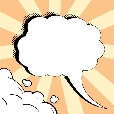 Comic Speech Bubble With Copy Space And Doodles. Empty Explosion Template