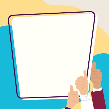 Big finger raised up pointing to whiteboard with important information.