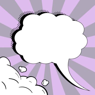 Comic Speech Bubble With Copy Space And Doodles. Empty Explosion Template