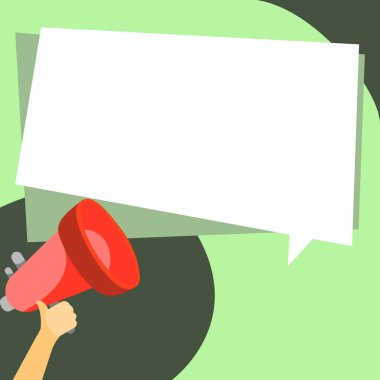 Megaphone In Hand With Dialog Balloon Showing Important Messages.