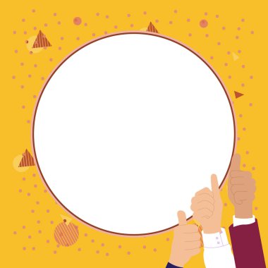 Big finger raised up pointing to whiteboard with important information.