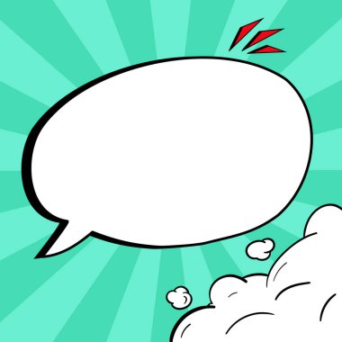 Comic Speech Bubble With Copy Space And Doodles. Empty Explosion Template