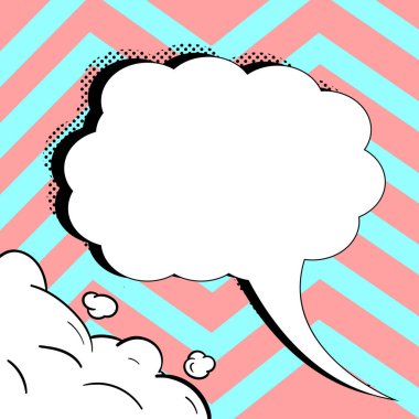 Comic Speech Bubble With Copy Space And Doodles. Empty Explosion Template