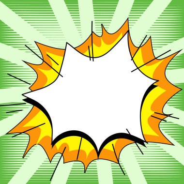 Comic Blank Speech Bubble Copy Space. Empty Template Explosion Framework