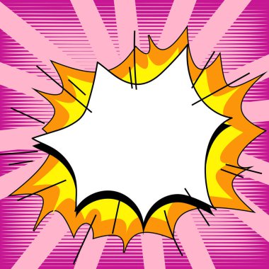 Comic Blank Speech Bubble Copy Space. Empty Template Explosion Framework