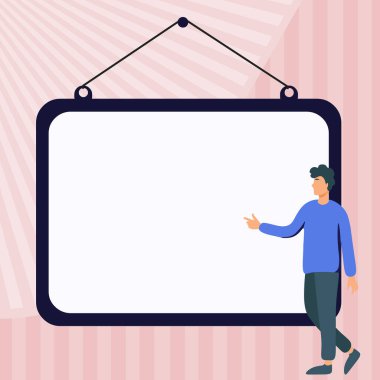 Man shows information on whiteboard. Finger pointing to table with words.