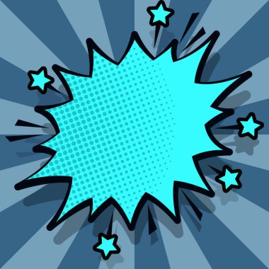 Comic Blank Speech Bubble Copy Space. Empty Template Explosion Framework