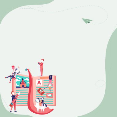 Bright Abstract Illustration. People Discussing New Ideas. Book Fairytales.