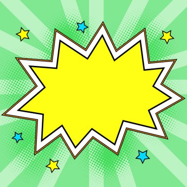 Comic Blank Speech Bubble Copy Space. Empty Template Explosion Framework