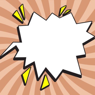 Comic Speech Bubble With Copy Space And Doodles. Empty Explosion Template