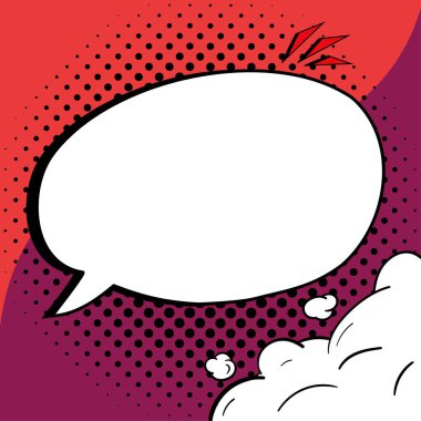 Comic Speech Bubble With Copy Space And Doodles. Empty Explosion Template