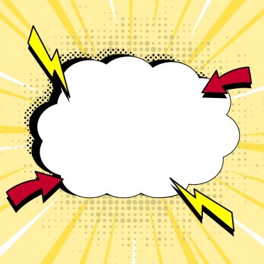 Comic Speech Bubble With Copy Space And Doodles. Empty Explosion Template