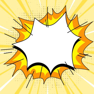 Comic Blank Speech Bubble Copy Space. Empty Template Explosion Framework