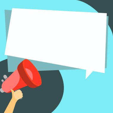 Megaphone In Hand With Dialog Balloon Showing Important Messages.