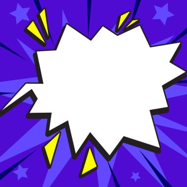 Comic Blank Speech Bubble Copy Space. Empty Template Explosion Framework