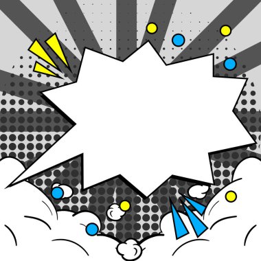 Comic Speech Bubble With Copy Space And Doodles. Empty Explosion Template