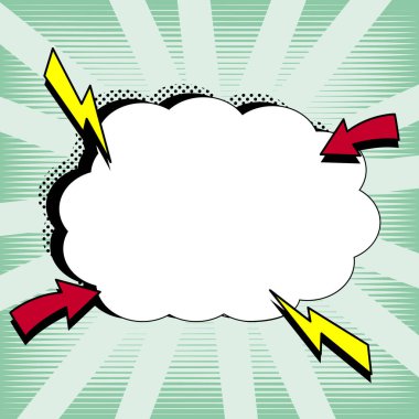 Comic Blank Speech Bubble Copy Space. Empty Template Explosion Framework
