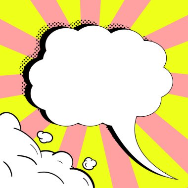 Comic Blank Speech Bubble Copy Space. Empty Template Explosion Framework