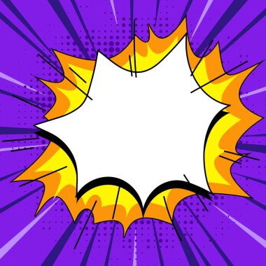 Comic Speech Bubble With Copy Space And Doodles. Empty Explosion Template