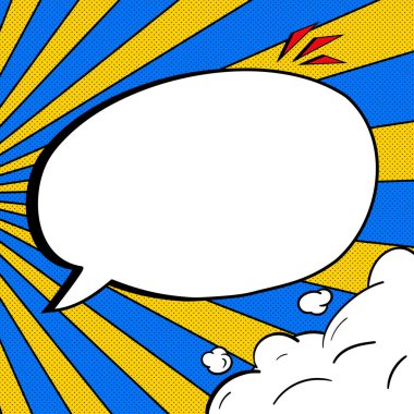 Comic Speech Bubble With Copy Space And Doodles. Empty Explosion Template