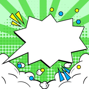 Comic Blank Speech Bubble Copy Space. Empty Template Explosion Framework