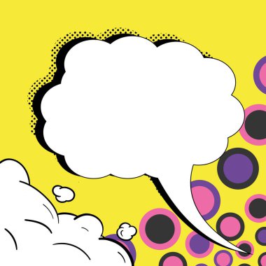 Comic Speech Bubble With Copy Space And Doodles. Empty Explosion Template