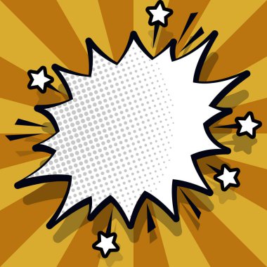 Comic Blank Speech Bubble Copy Space. Empty Template Explosion Framework