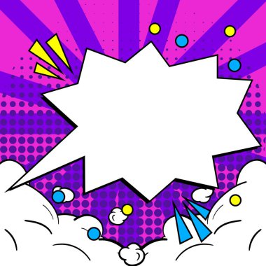Comic Speech Bubble With Copy Space And Doodles. Empty Explosion Template